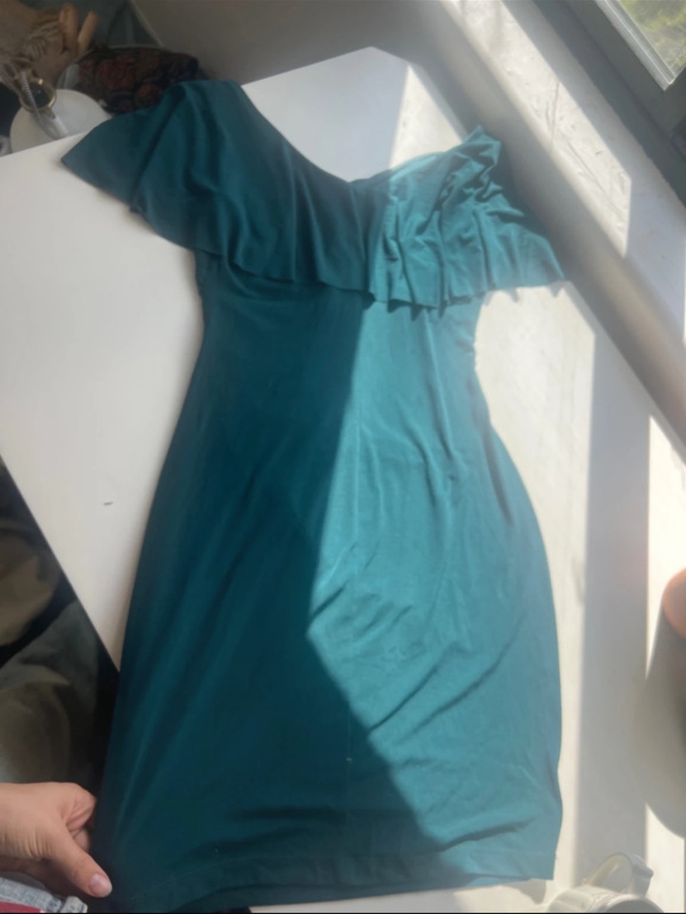 connected apparel Teal Ruffle Dress
